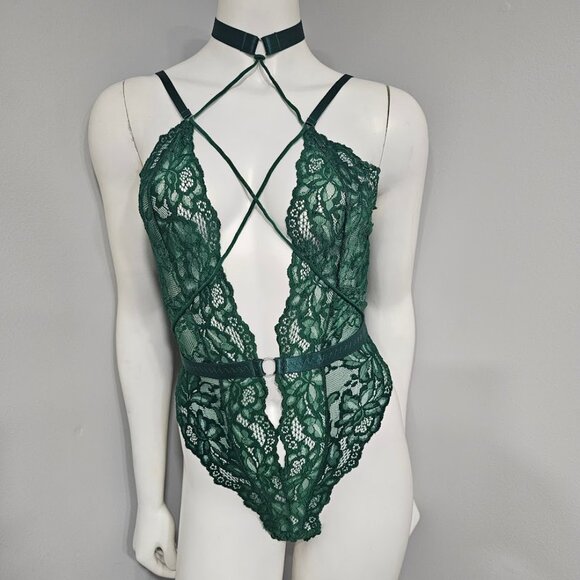 Criss Cross Teddy with Choker Lingerie - Picture 2 of 8